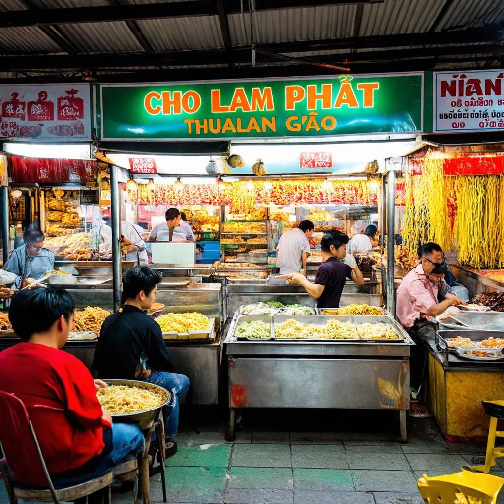 Các quầy hàng bán đồ ăn sẵn và ẩm thực đường phố hấp dẫn tại Chợ Lâm Phát, Thuận Giao